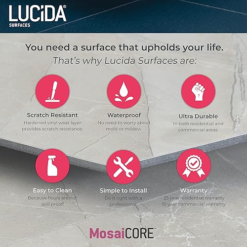 Miniatura 6 de Lucida Surfaces Baldosas de vinilo de lujo  Piso adhesivo adhesivo  Azulejo hexagonal con aspecto de mármol  MosaiCore  Azulejo de una sola muestra