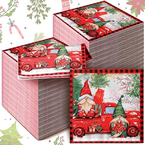 200 servilletas de Navidad de papel, toallas de mano para invitados de Navidad, para baño, papel de cóctel de Navidad, toalla de mano desechable de