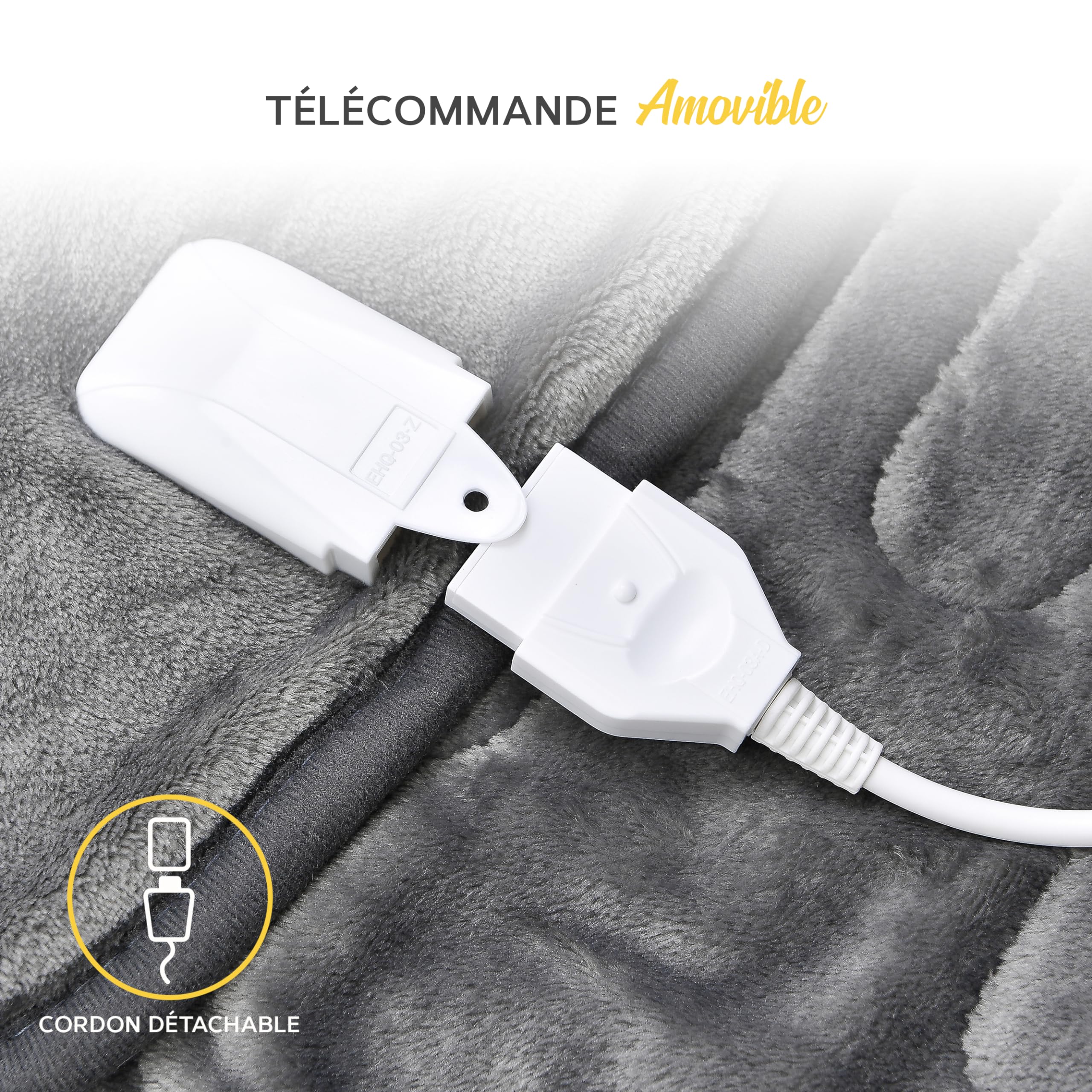 MONHOUSE Jete Chauffant - Couverture Electrique - Controleur Numerique - Minuterie Jusqu a 9 Heures, 9 Reglages De Chaleur, Arret Automatique - Simple 130x160cm - Gris
