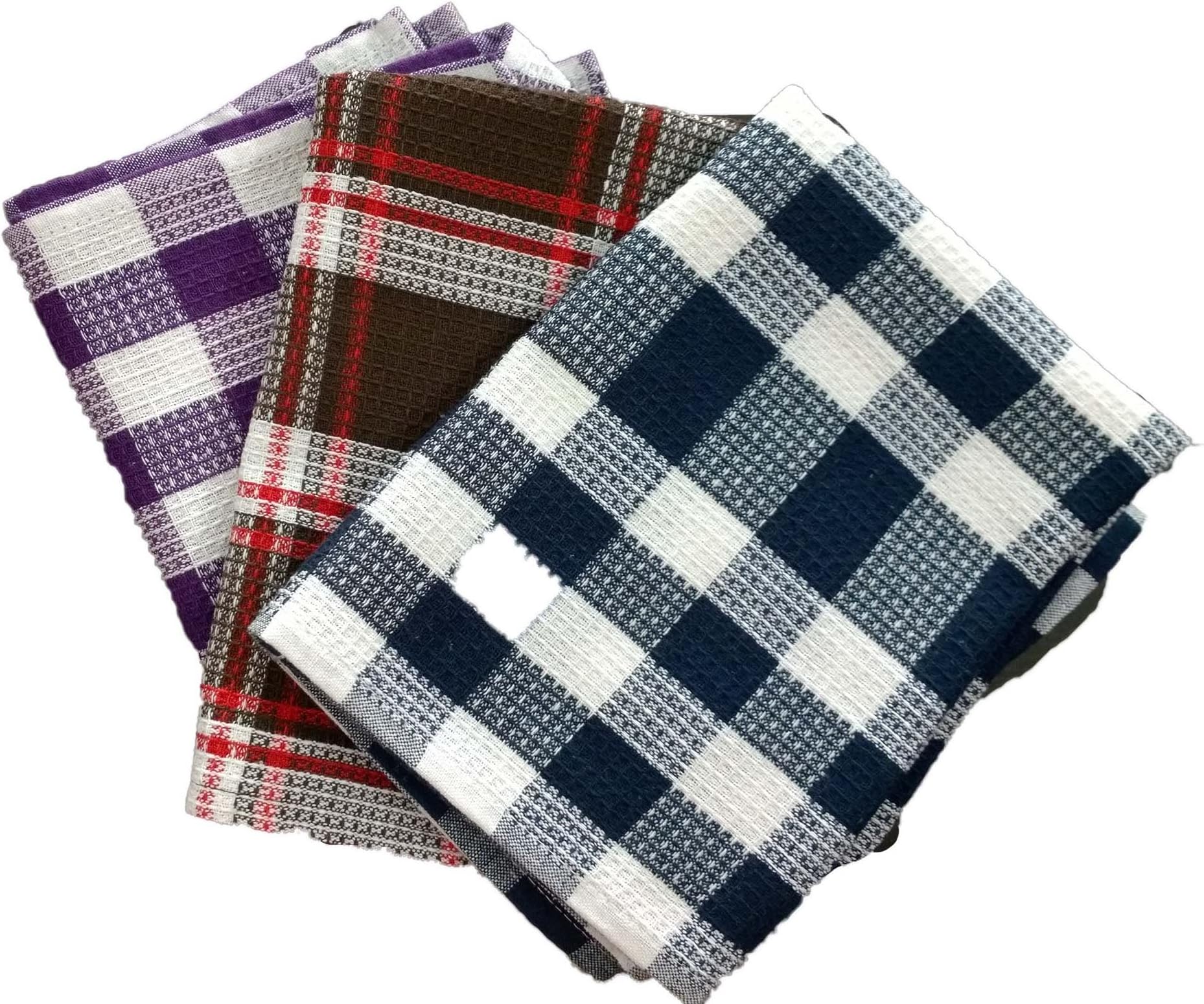 SHOP BY ROOM Waffle Weave Cotton Quick Dry Kitchen/Table/Roti Napkin (18 x 26 inch/Extra Large; Assorted Colour) -Set of 3