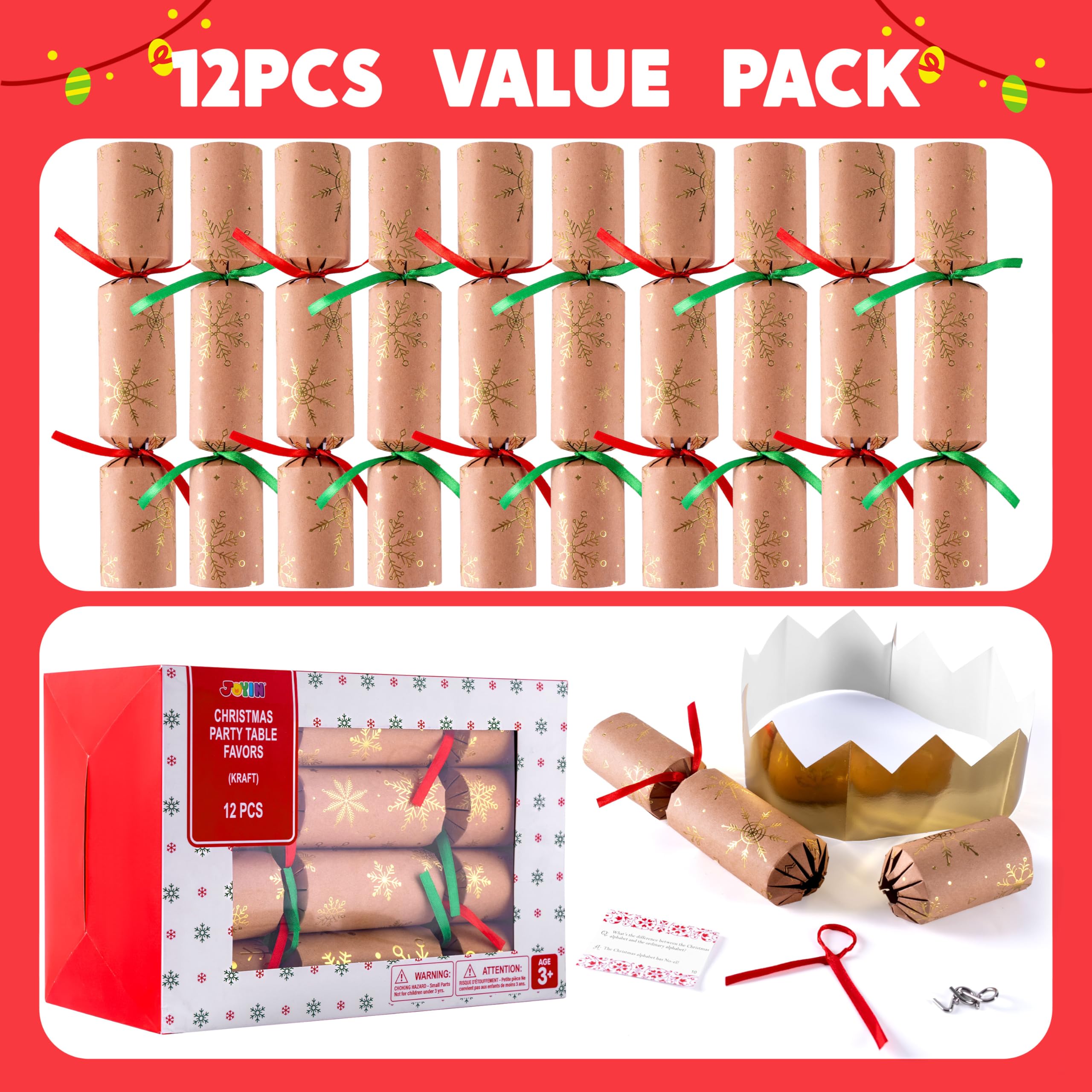 JOYIN Lot De 8 Cadeaux De Fête De Noël Dorés Et Blancs