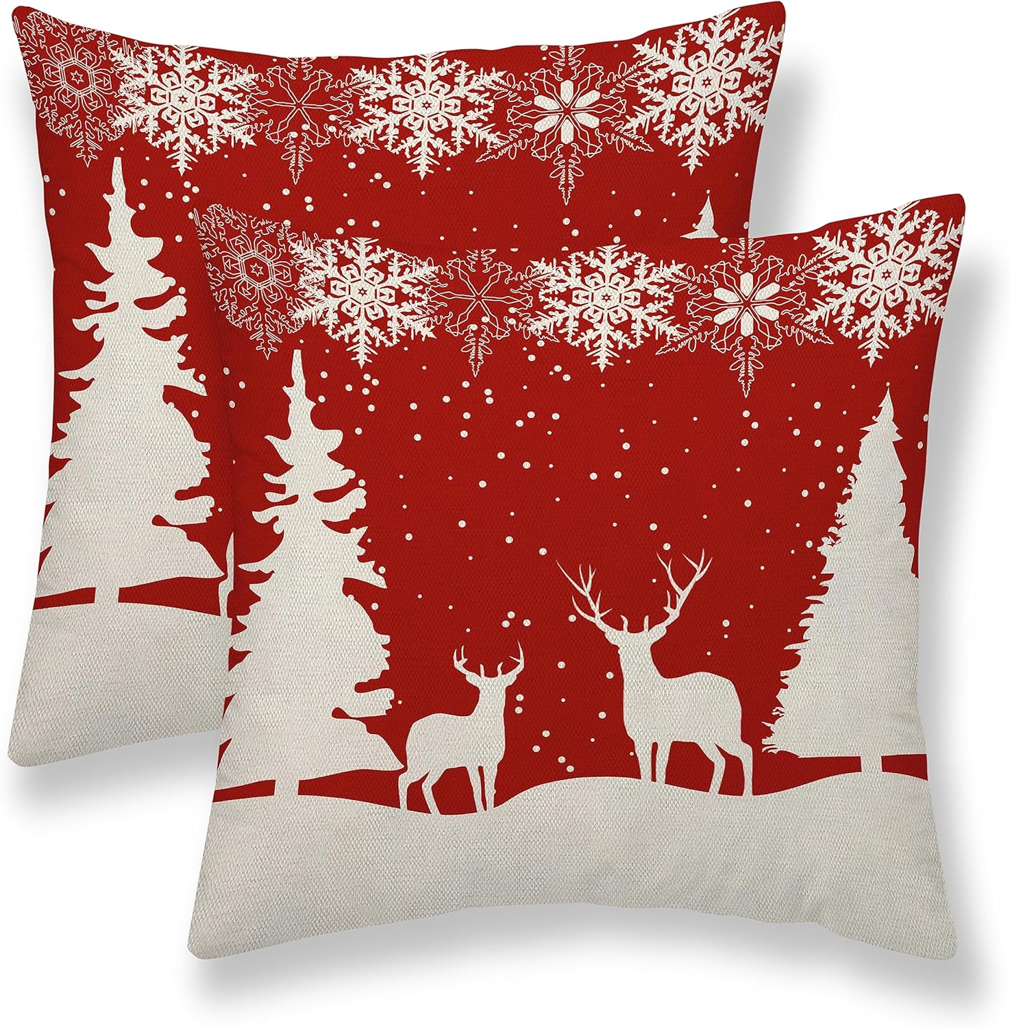 Christmas Pillow Covers 18X18 Inch Set of 2 Boho Christmas Decor Pillow Covers