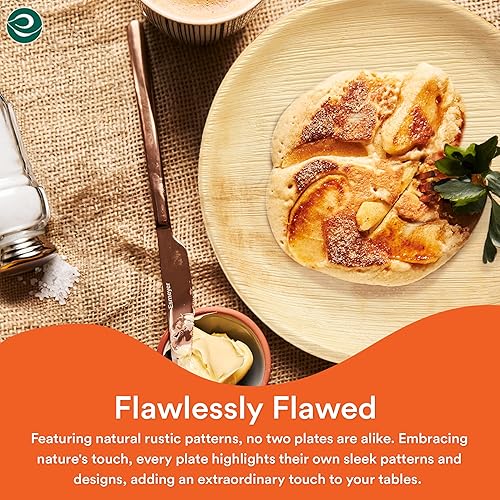 Miniatura 13 de ECO SOUL - Platos de hoja de palma desechables 100% compostables, biodegradables, como platos de bambú, ecológicos de 10 y 8 pulgadas, resistentes