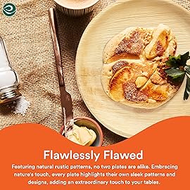 ECO SOUL Palm Leaf Disposable Bamboo Plates 10 Round Compostable & Biodegradable Party Plates for Christmas Dinner, Weddings, Parties & Events 100 Count