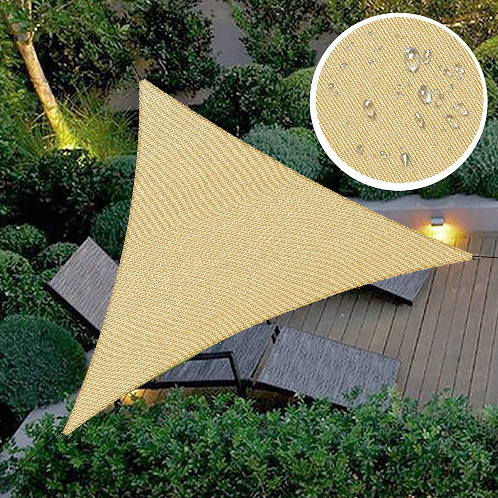 DKLE 5x5x5 m Dreieck Sonnensegel Wasserdicht,SonnenschutzPolyester Sonnensegel, Outdoor Sonnentuch Schattensegel, für Garten Terrasse Camping Garten