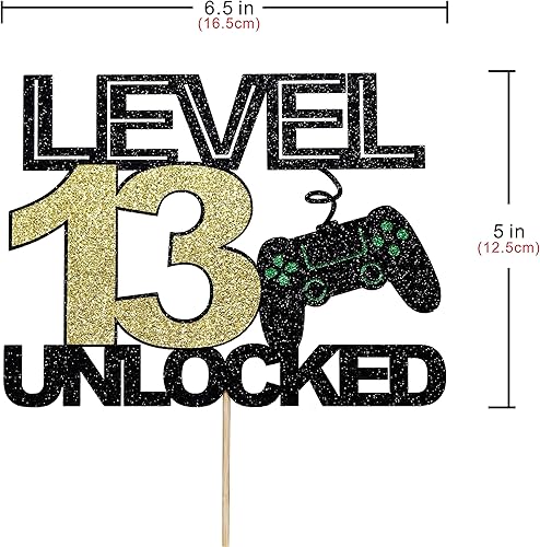 Miniatura 3 de Decoración oficial para tartas de nivel 13 desbloqueado, decoración oficial para tartas de 13 cumpleaños, controlador de videojuegos, decoración de