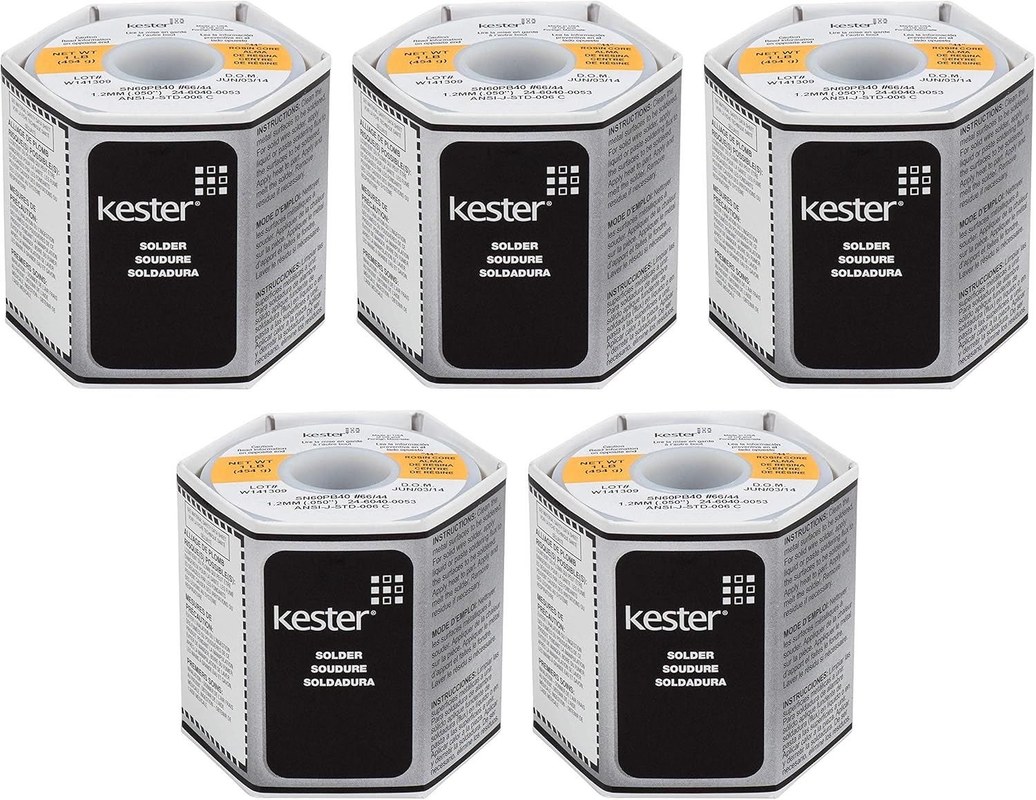 Kester 24-6040-0053 Solder Roll, 66 Core Size, 0.050" Diameter (Fіvе Расk)