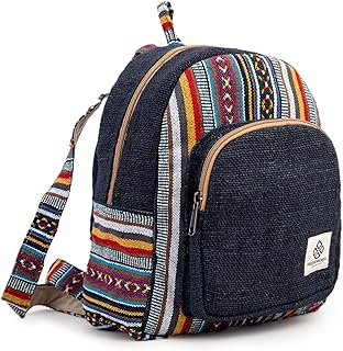 Freakmandu Collections Mini Hemp Backpack Bag - Woven Thread Eco Friendly Unisex Rustic Durable Adjustable Straps Bag by Freakmandu - Blue