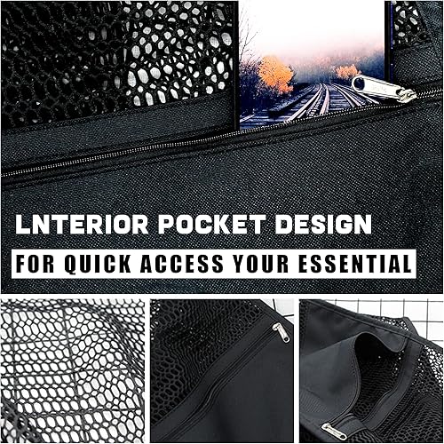 Miniatura 3 de Bolso de playa de malla para mujer, bolso de hombro plegable MAX 23L casual bolsa de mano para playa, picnic y vacaciones, Ins