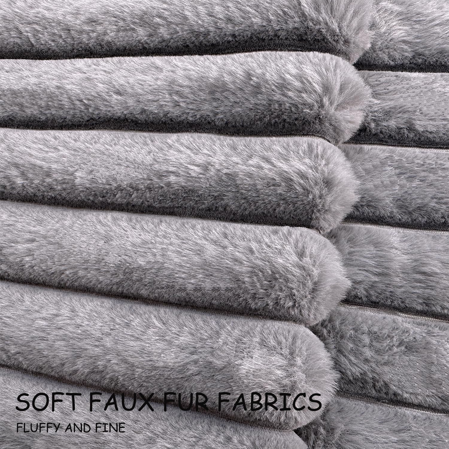 2 Pack 18x18 Pillow Cover Velvet Pillow Covers, Faux Fur Square Throw Pillow Covers for Living Room Decorations Throw Pillow Case, Throw Pillow Cover Cushion Cover for Home Sofa Bedroom Car, Grey - Image 2