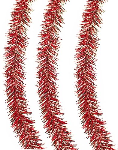 Miniatura 5 de Tinsel Garland Fringe Foil Embellishment Shiny Metallic Colors 30 Feet Long 3in Width Diameter (Red and Black)