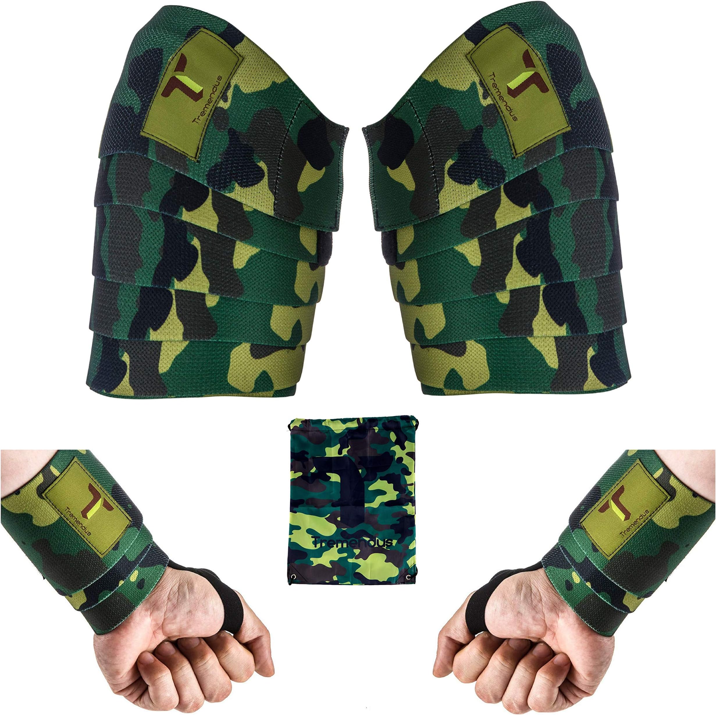 Wrist&Knee Wraps Support for Weight Lifting Crossfit Gym.(1 PAIR of each)+Drawstring Bag-This PACK Provides Excellent Support,HELPS YOU Lift Heavier & Workout Better Harder and Smarter-Men&Women