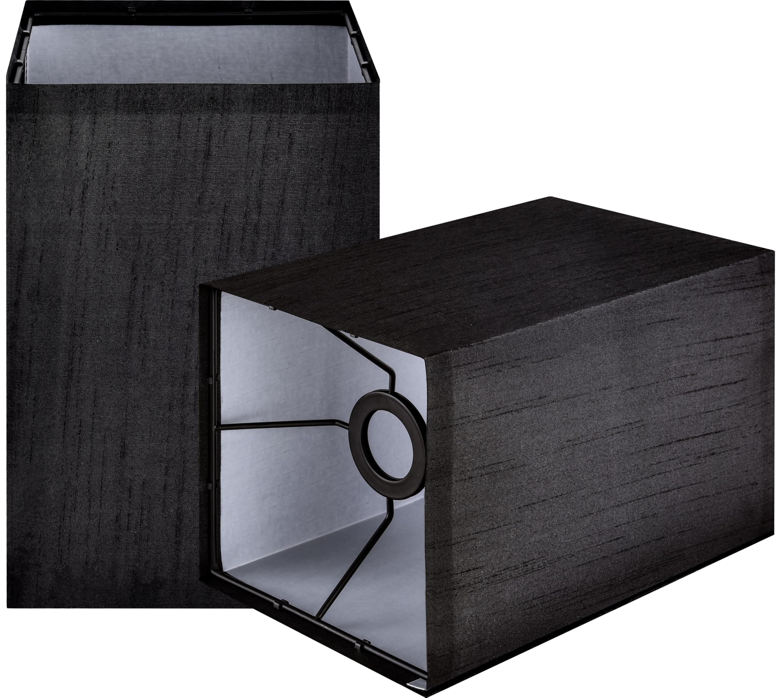 UNO Fitter Type Modern Square Lamp Shade Set of 2 Small Black,L6.3"x W6.3"x H9.84" Fabric Easy-Installation for Living Room/Bedroom | Fit Pendant Lamp