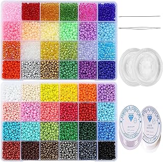 Total 7200pcs Size 4mm Seed Beads for Jewelry Making,6/0 Tiny Seed Beads Craft Beading Kit Set.