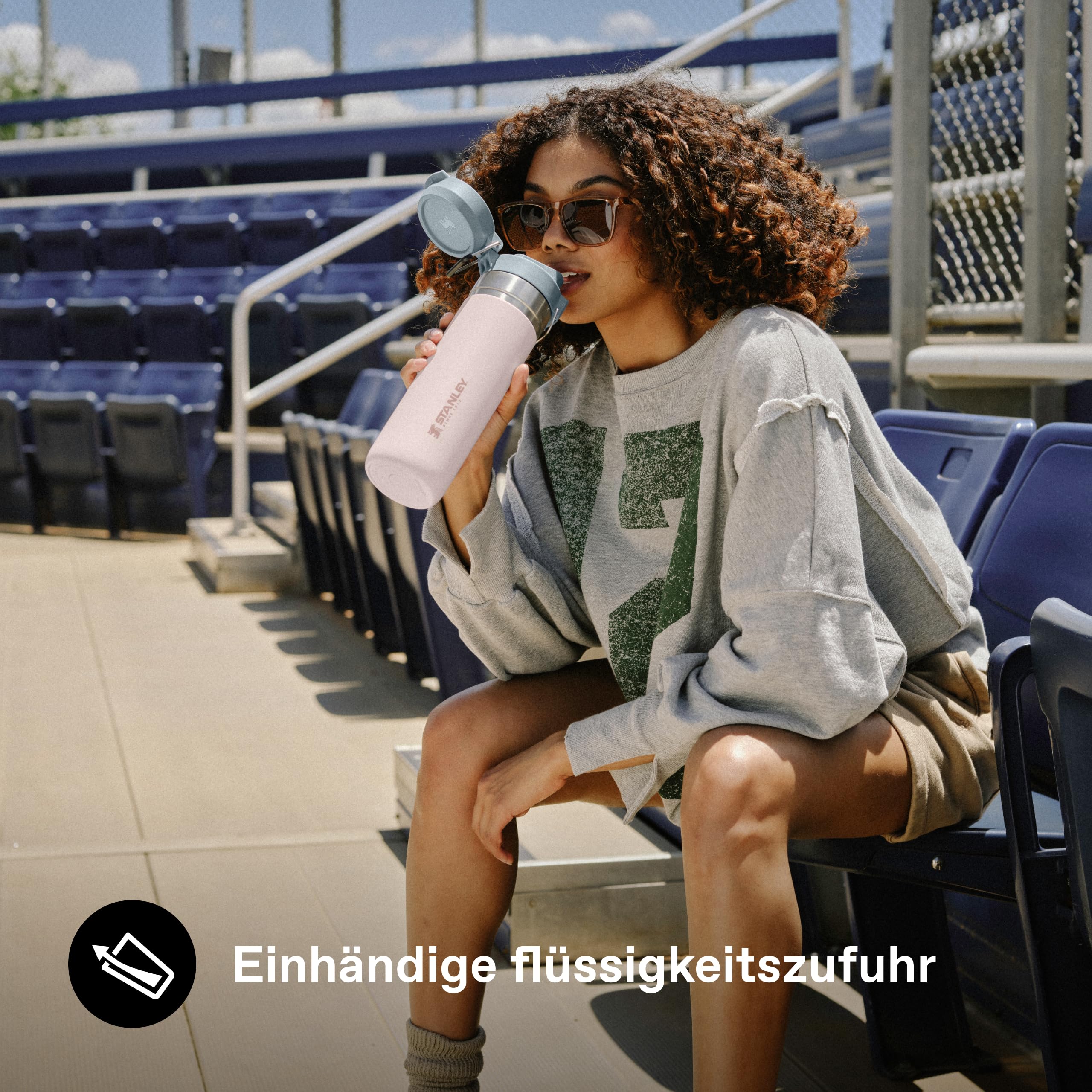 STANLEY 1913 Quick Flip Trinkflasche 1.06L - Rose Quartz | 18 Std. kalt - Auslaufsicher - BPA-frei - Spülmaschinenfest