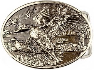 Duck hunting german silver belt buckle, Trophy duck season hunter gift solid belt buckle, waterfowl handmade belt buckle for duck hunters