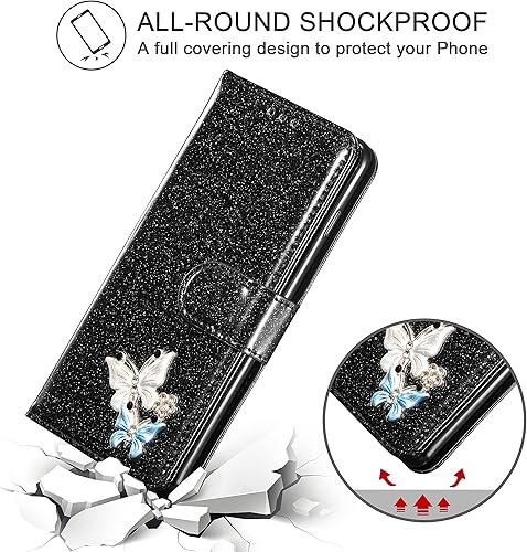 Miniatura 4 de UEEBAI Funda tipo cartera para Samsung Galaxy S10 Plus, de piel sintética con purpurina de alta calidad, ranuras para tarjetas, funda con función