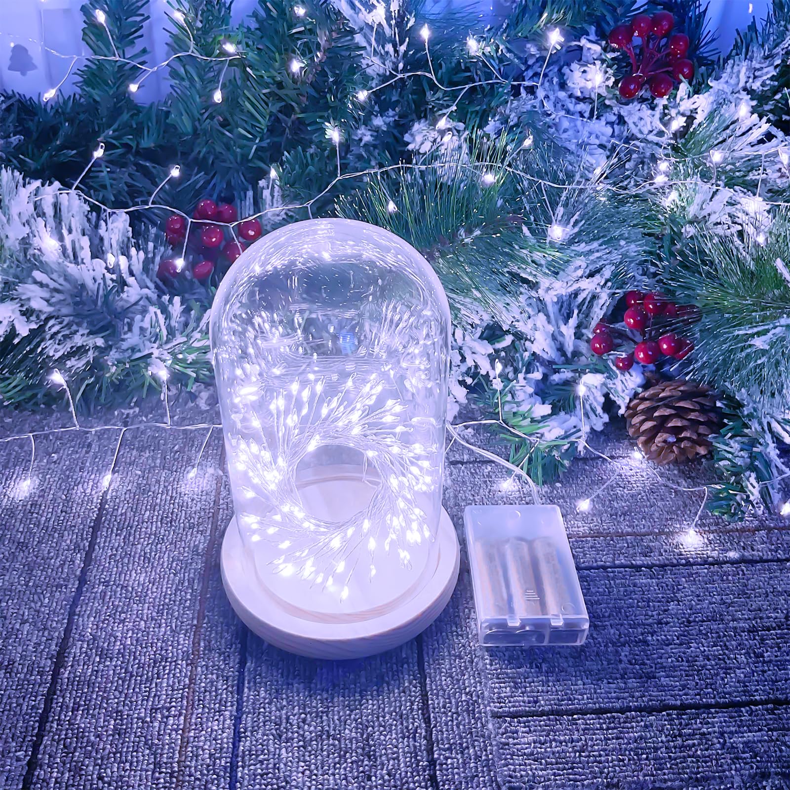LEECOCO Luci Led Da 3 Metri A Batteria | 120 LED Bianco Freddo | Impermeabili IP44 Per Natale, Feste E Campeggio - 4