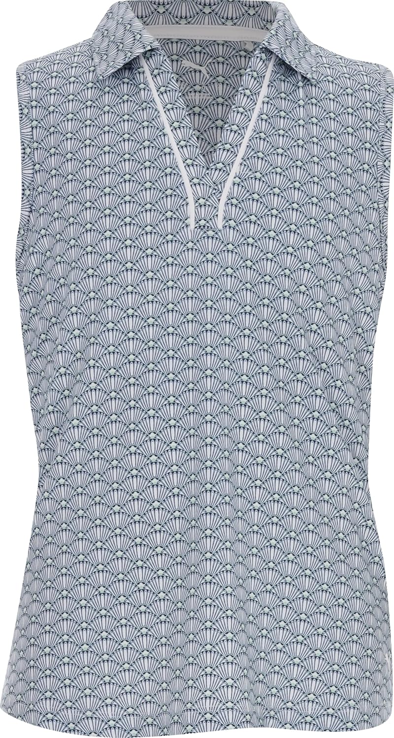 Puma Golf Girl's Marine Fantasy Scallop Sleeveless Golf Polo