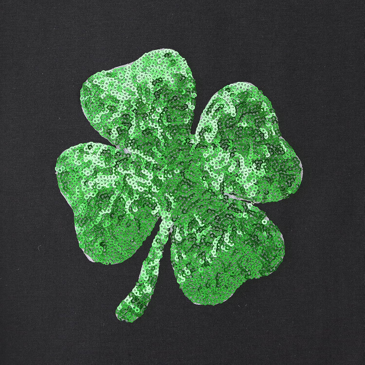 IZYJOY Toddler Girl Boy St Patrick's Day Shirts Kids Sequin Clover T-Shirt Irish Shamrock Glitter Short Sleeve Tees Tops