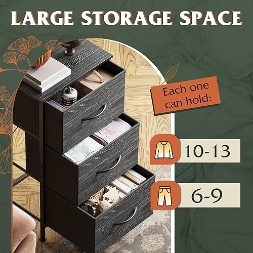 Miniatura 5 de WLIVE - Mesita de noche con 3 cajones, cómoda de tela, unidad organizadora, cómoda de almacenamiento para dormitorio, pasillo, entrada, armarios,