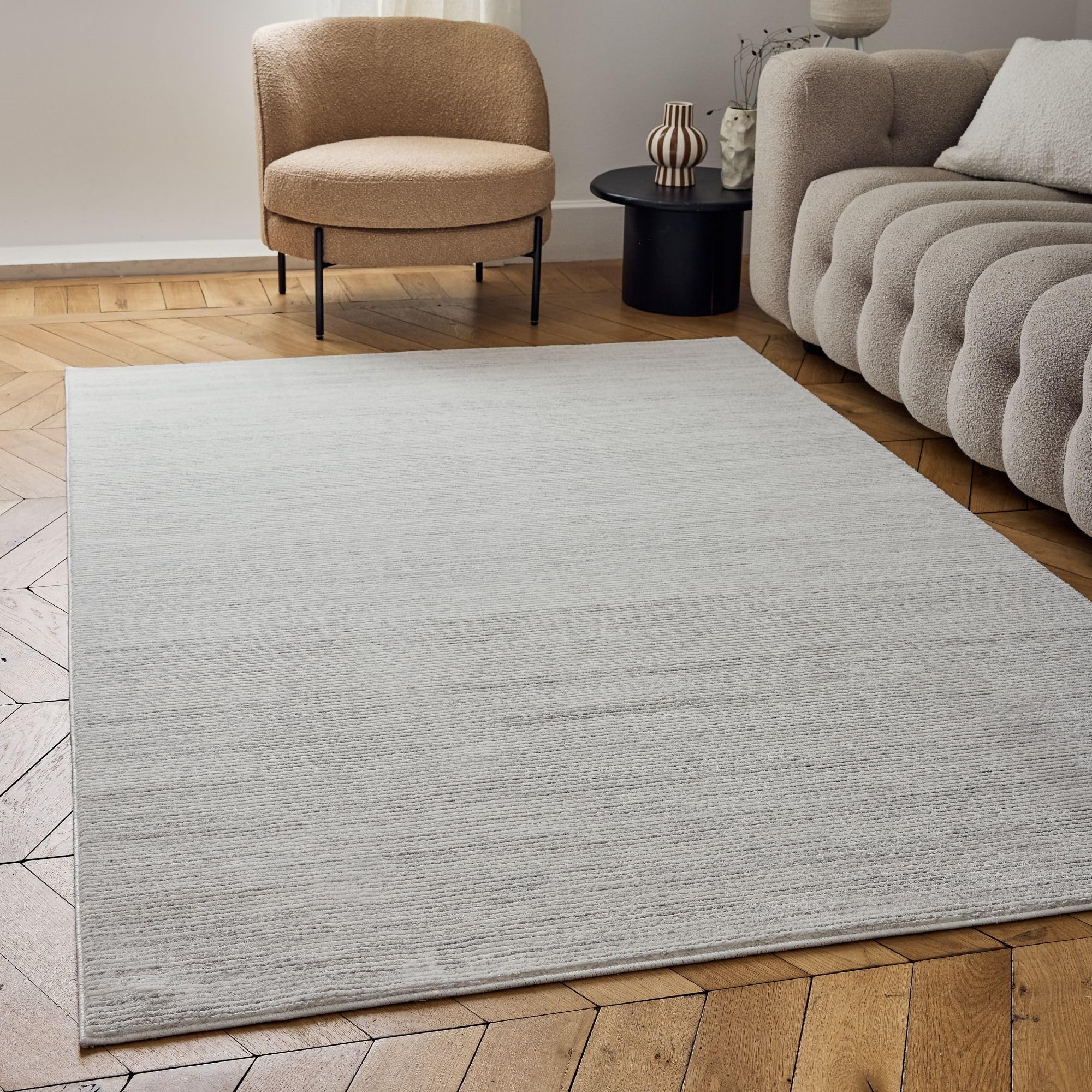 The Rugs Grey Carmel Modern Area Rugs & Runners Striped Design Soft Pile In | Size: 200Cm X 290Cm