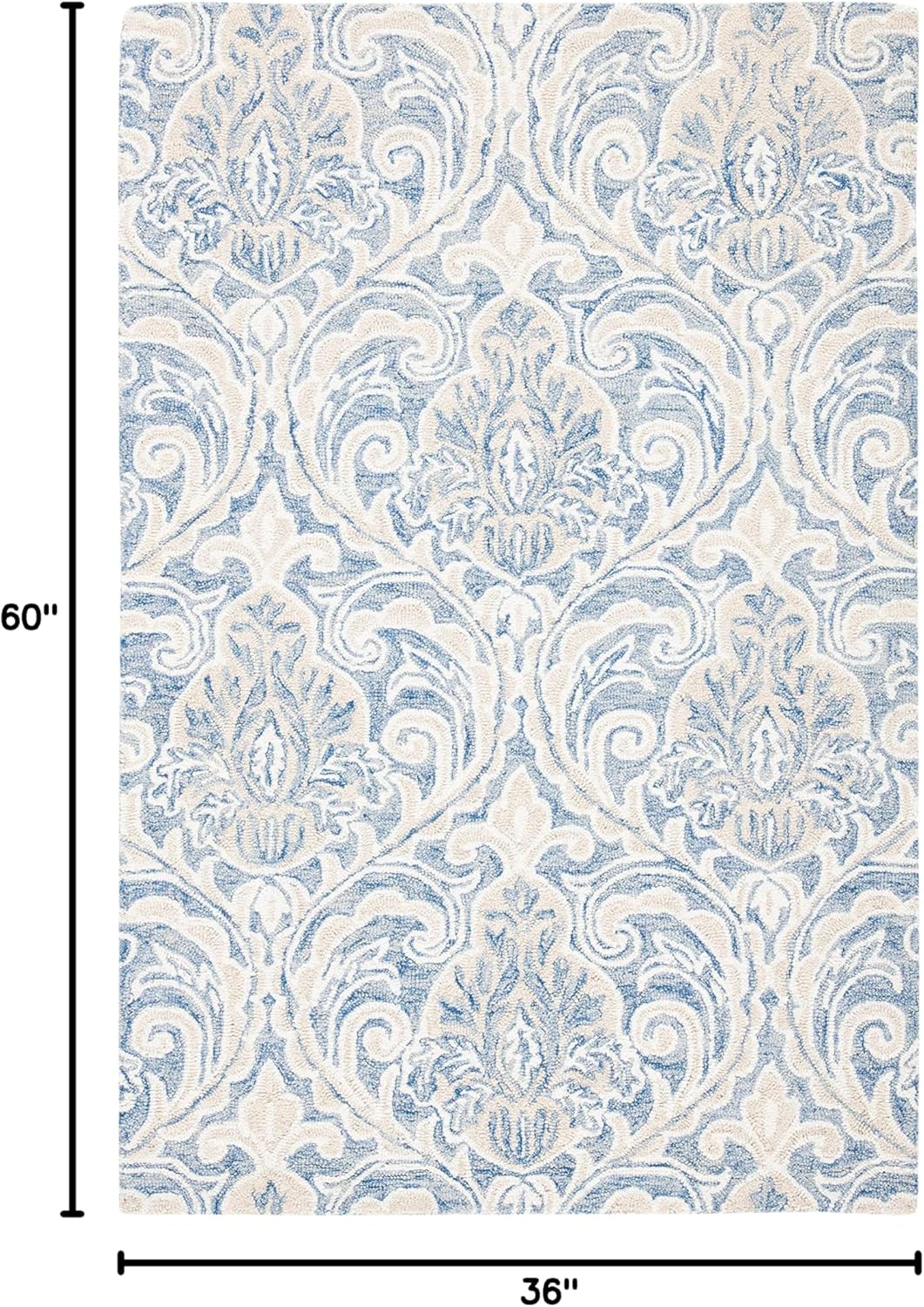 SAFAVIEH Micro-Loop Collection 3' x 5' BlueIvory MLP532M Handmade Premium Wool Entryway Living Room Foyer Bedroom Accent Rug