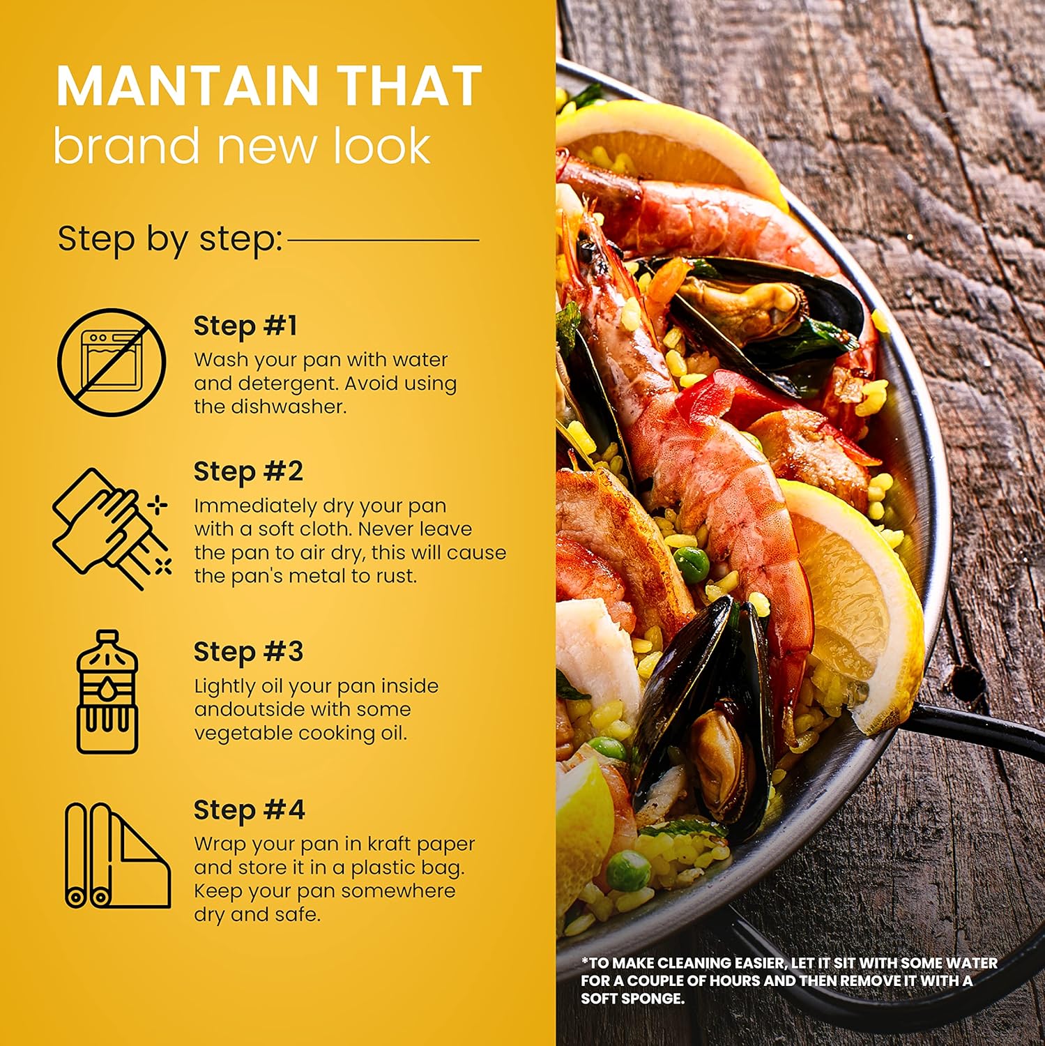 Machika Carbon Steel Pan | Professional Induction Cookware | Premium Polished Skillet for Cooking Mediterranean Food, Steaks & More | Ideal for Restaurants, Catering, Events | 3 Servings | 15 in |