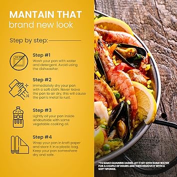 Machika Carbon Steel Pan | Professional Induction Cookware | Premium Polished Skillet for Cooking Mediterranean Food, Steaks & More | Ideal for Restaurants, Catering, Events | 3 Servings | 15 in |