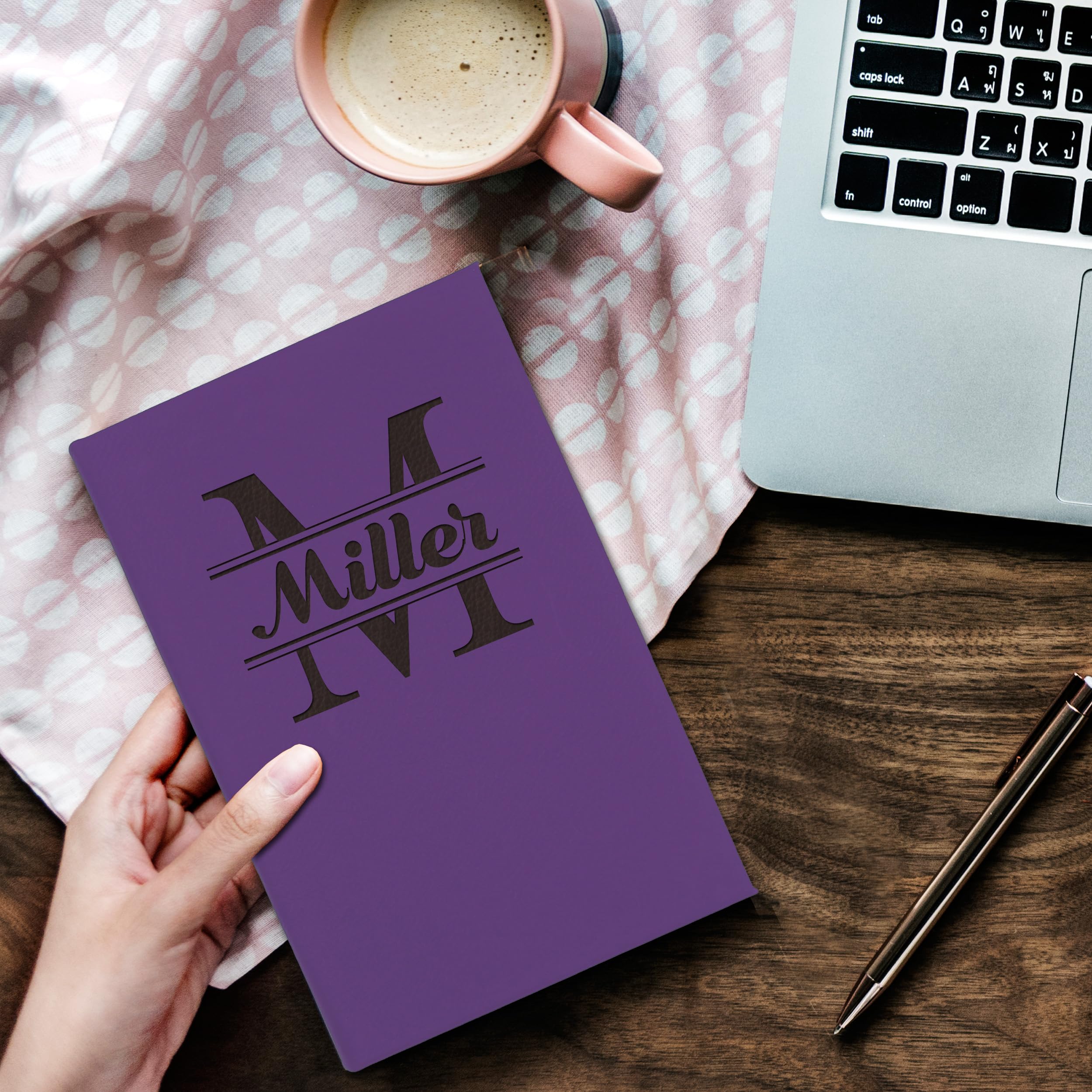 The Wedding Party Store Personalized Journal Notebook - Custom Engraved Travel Writers Gift for Women Men Kids Teachers Students (Purple)