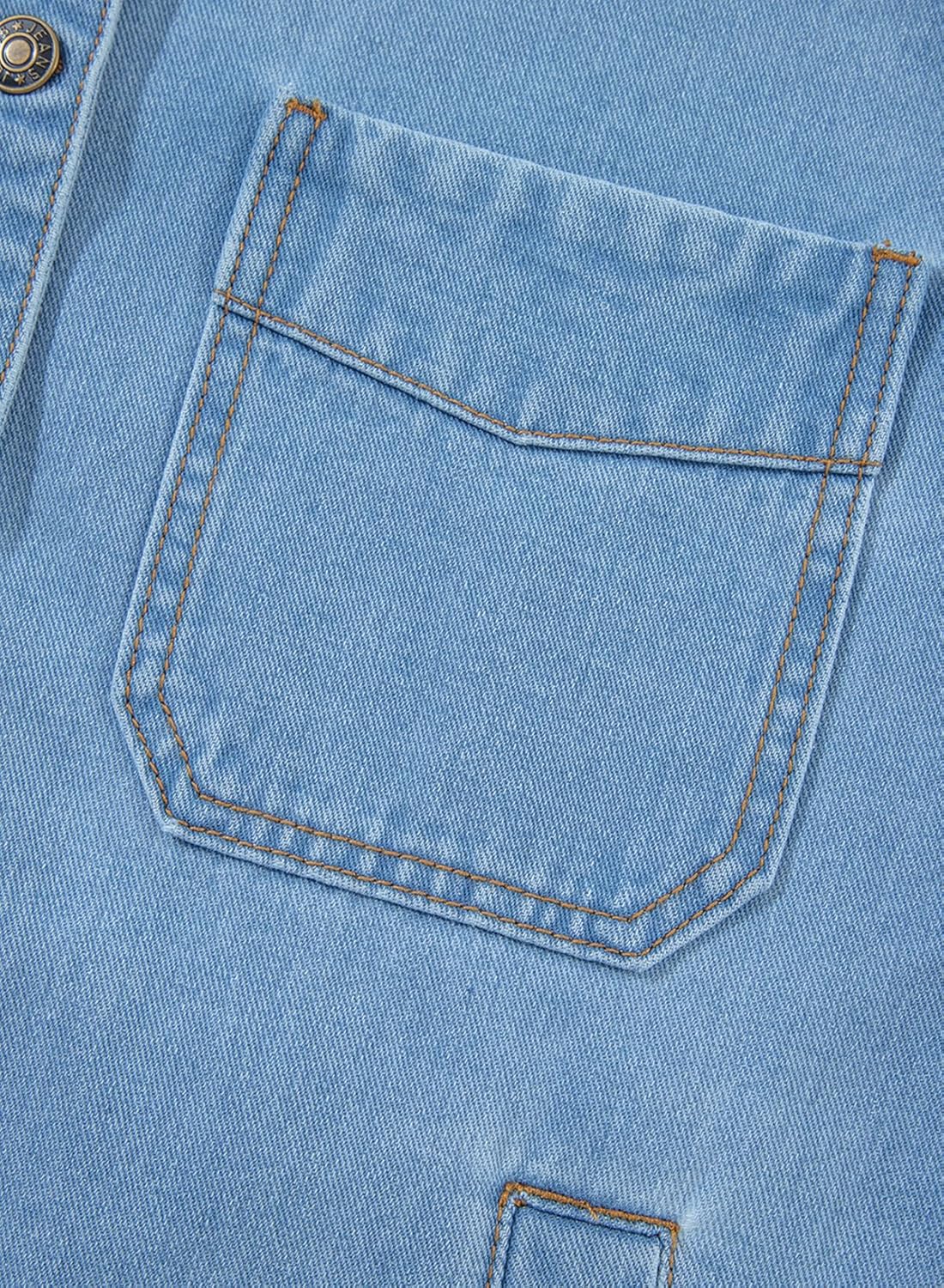 Sidefeel Women's Jean Jacket Oversized Boyfriend Button Up Long Sleeve Split Zimbaplatinum Denim Jackets - Image 7