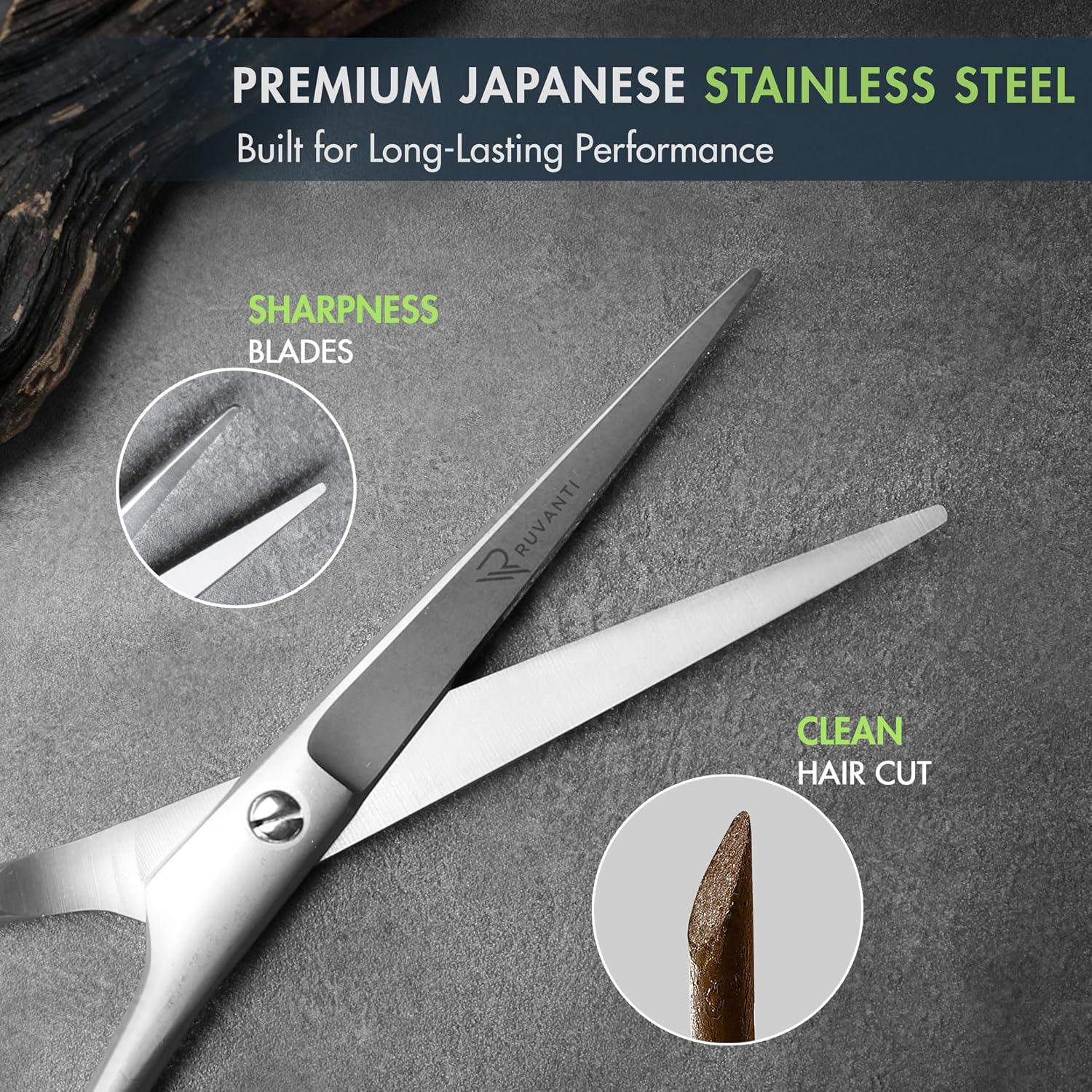 Ruvanti Hair Cutting Scissors - 6.5 Inch Sharp Hair Scissors & Haircut Scissors for Women Men Kids, Stainless Steel Scissors for Hair, Home Hair Cutting Scissors Professional with Case