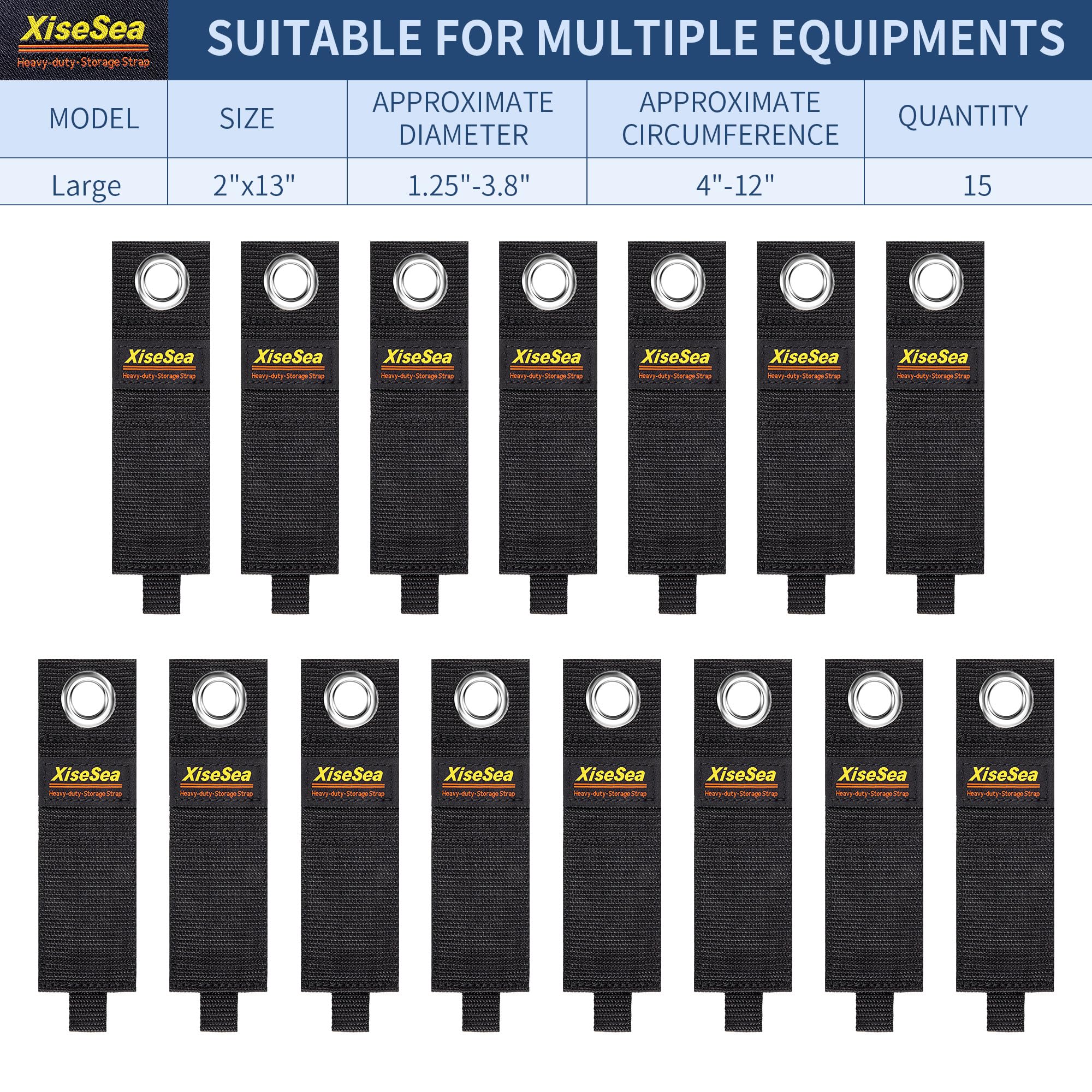 Heavy Duty Storage Straps with Hook and Loop, Cord Organiser, Reusable Extension Cord Holder for RV, Workshop, Garage (No5-15pcs) - Image 2