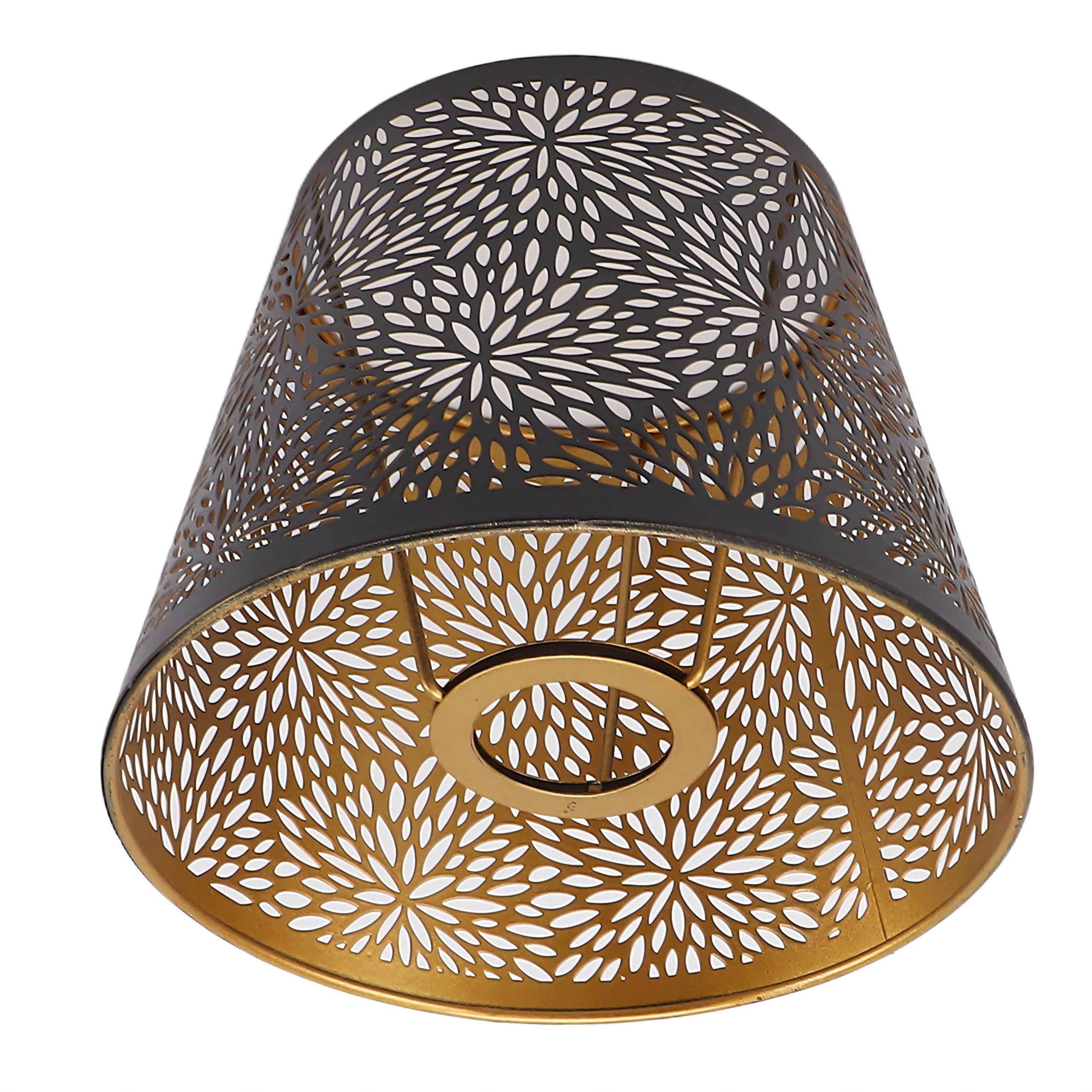 Taille Petit Abat Jour Abat Jour En Métal Abats-Jour Abat Jour Décoratif En Fer Creux Avec Motif Doré Intérieur Pour Lampe De Table Et De Plafond Style Moderne Inspiré De La Nature Noir