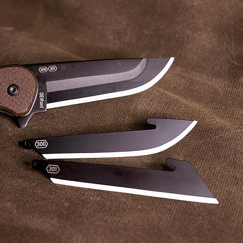 Miniatura 10 de OUTDOOR EDGE RAZOR VX2  Cuchillo de bolsillo plegable EDC asistido con hoja reemplazable  Hoja de 3 pulgadas, mango de acero inoxidable G-10 negro,