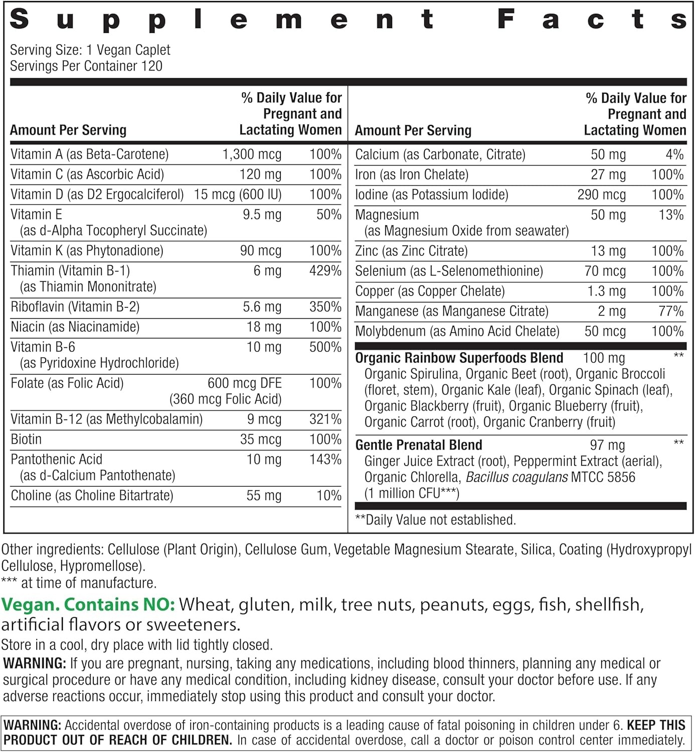 Rainbow Light High-Potency Prenatal One Multivitamin, Prenatal Health Multivitamin Supports Mom's Health and Baby's Development, With Vitamin C, Vegan, 120 Count - Image 2