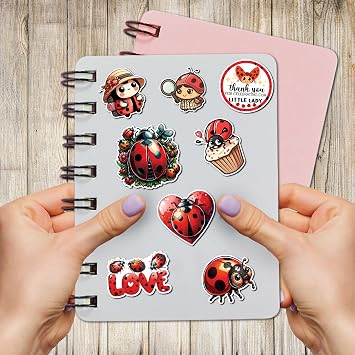 Pack 50 PCS Ladybug Stickers Cute Animal Waterproof Vinyl Decals Decoration Laptop Journals Suitcase Helmet Phone Case Party Favors Scrapbooking