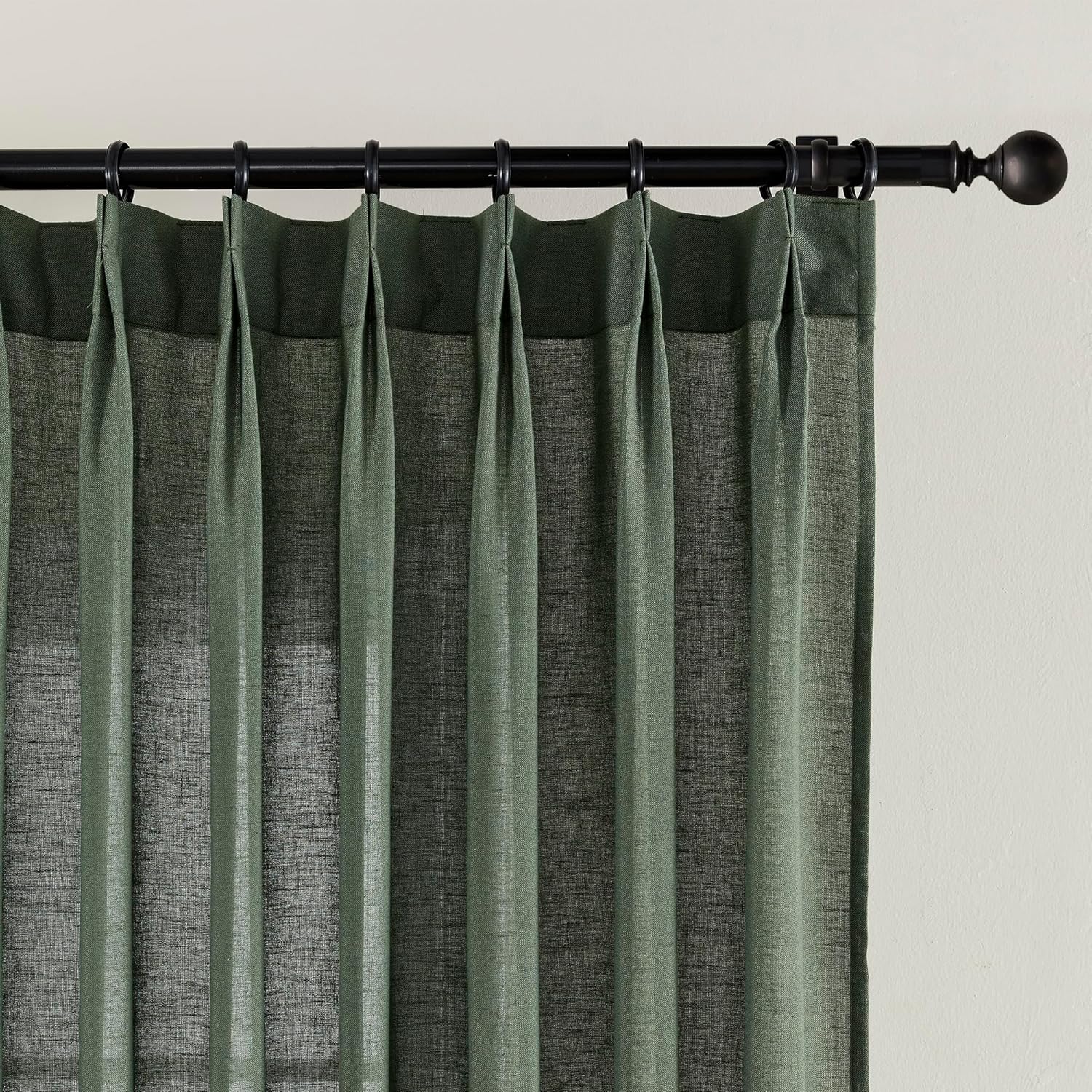SHINELAND Olive Green Sheer Curtains 96 Inches Long for