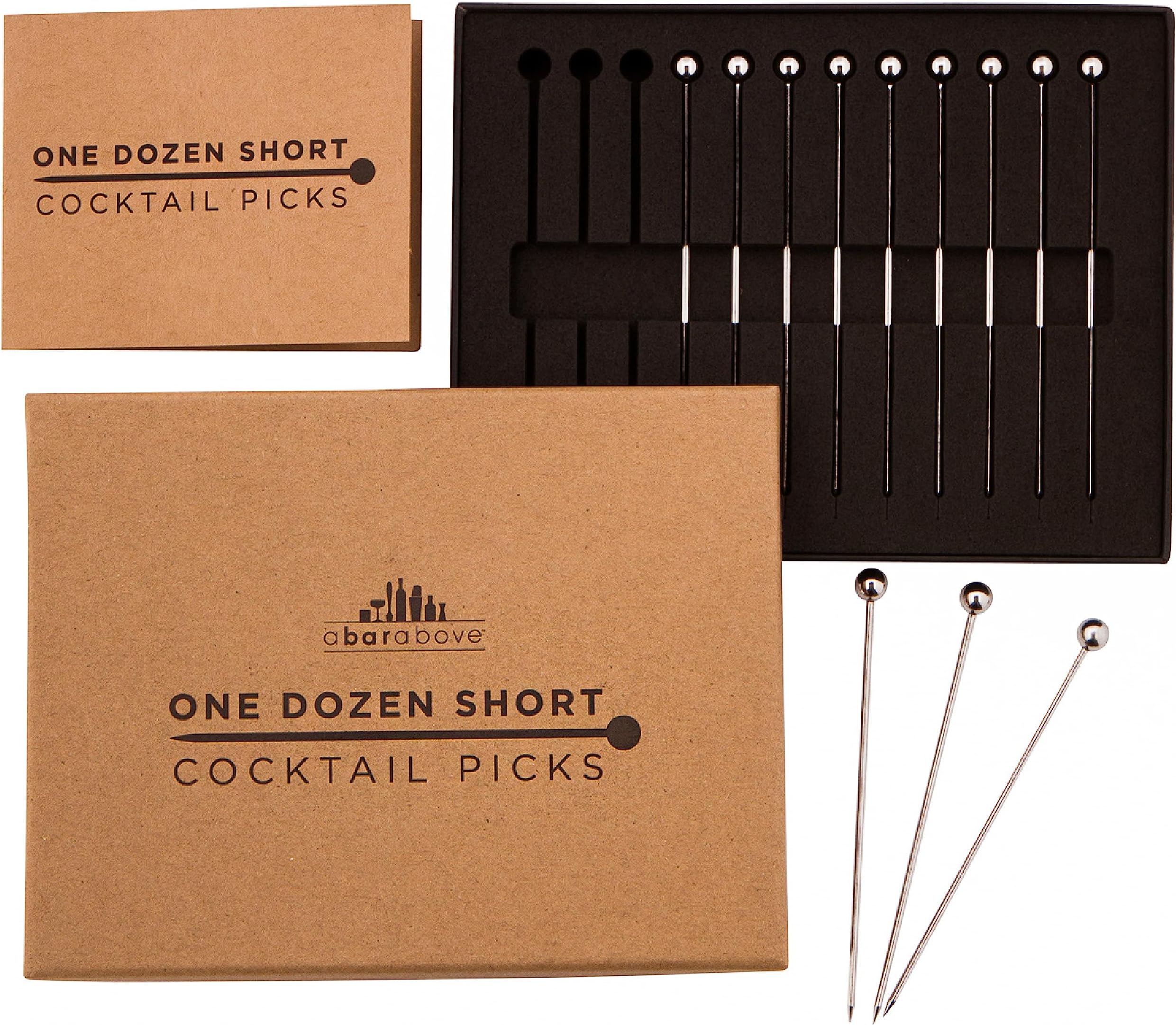 A Bar Above Professional Stainless Steel Cocktail Picks 4" - 12pc Set Silver unknown