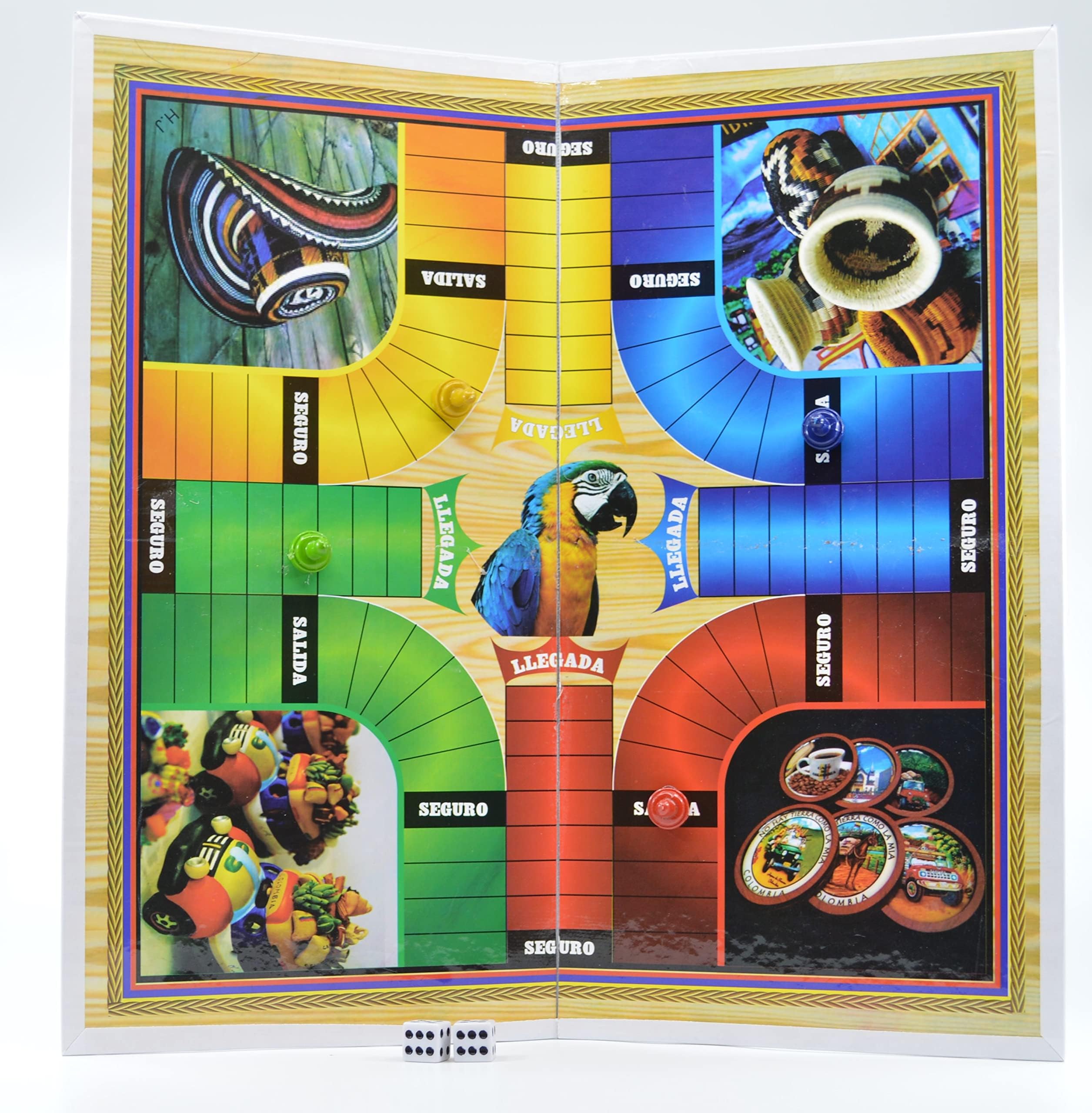 Tablero De Parques Colombiano De Doble Cara y Magnetico (Foldable), Parcheesi Board Game, Double-Sided and Magnetic (Foldable), Juego De Mesa.
