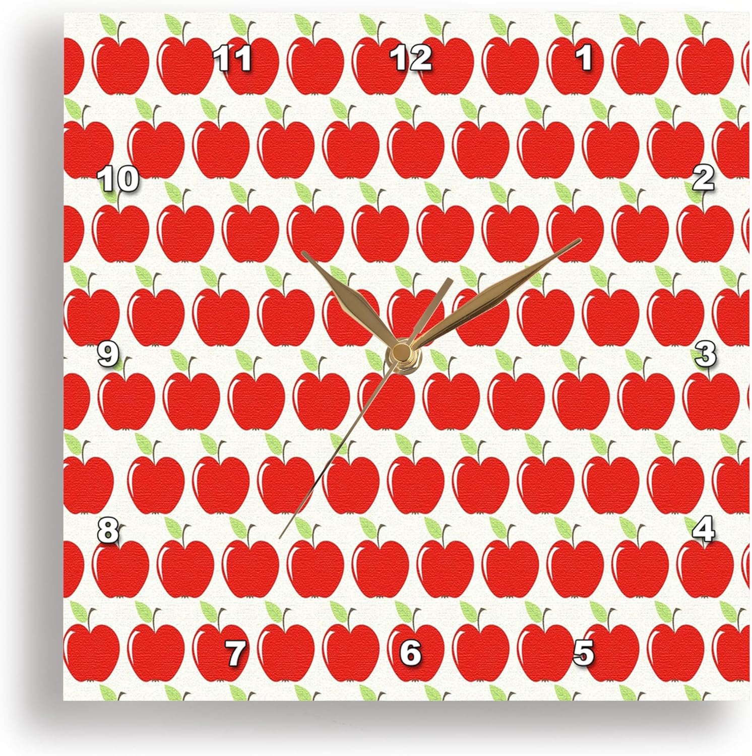3dRose Wall Clock Silent - 13 inch - Image of Rows of Sweet Red Apples - Food