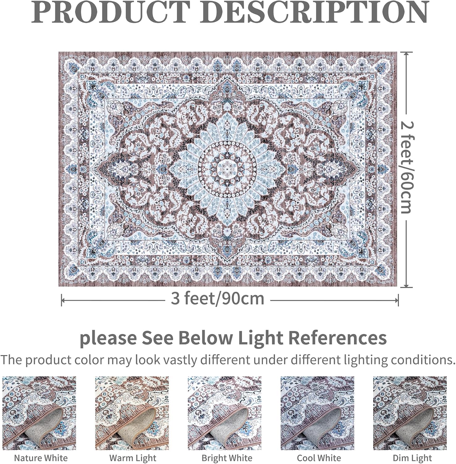 Foxmas 2x3 Brown Washable Entry Rug image 2