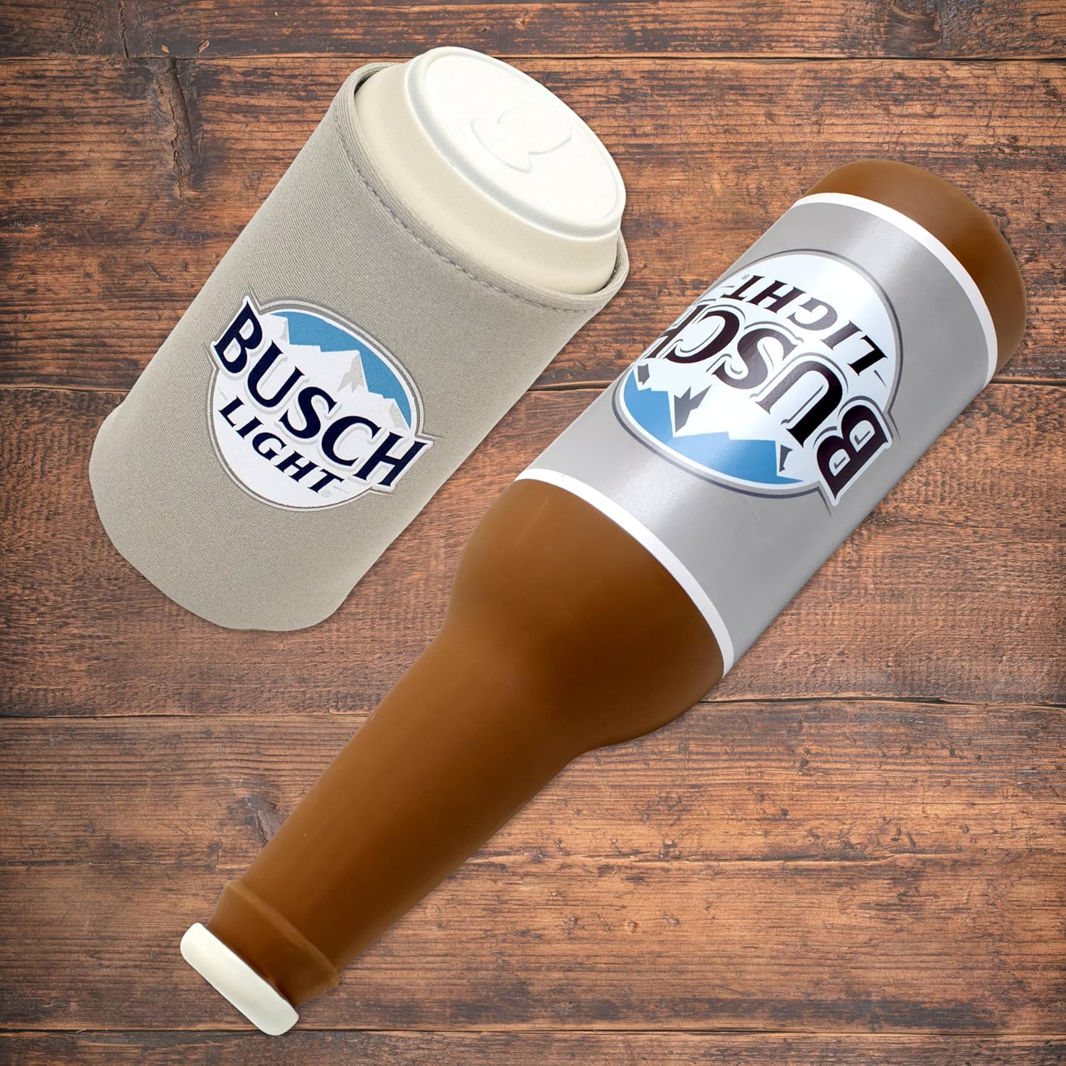 design LAB, Inc. Official Busch Light Dog Toys | Squeaky Toy Rubber Beer Bottle & Busch Light Can with Drink Cozy - 2 Pack Set of Interactive Dog Toys | Novelty Dog Gifts for Fun and Fetch