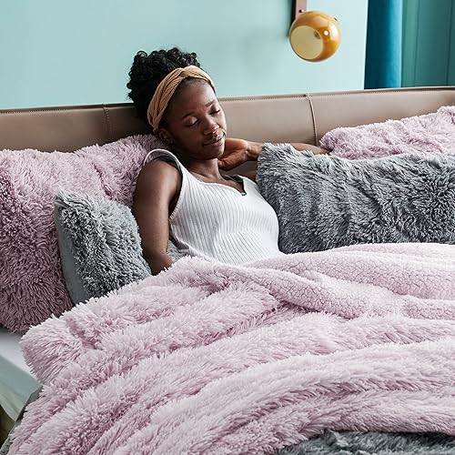 Miniatura 7 de Bedsure - Manta de piel sintética color lavanda, peluda, esponjosa y lanuda, sherpa suave y gruesa, regalo decorativo de teñido anudado, mantas para