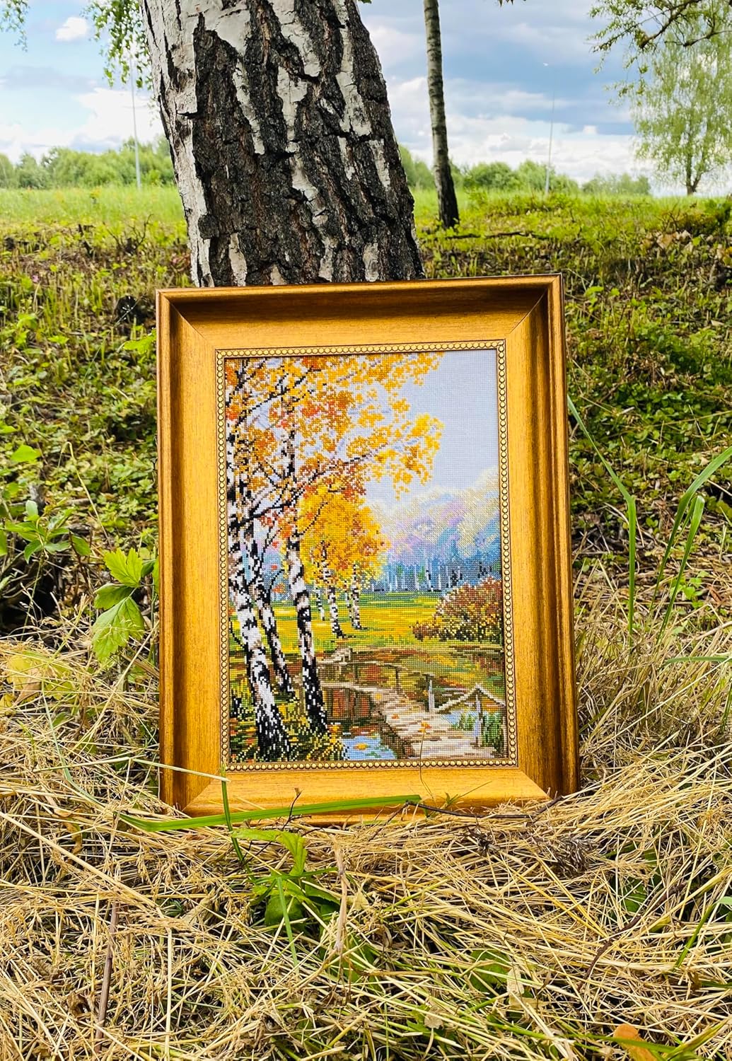 RIOLIS - The Birches 1134, Cross Stitch Kits 10,24" x 14,96", Cross Stitch Kits for Beginners & Advanced, Crossstitching Kit Adult, Embroidery Counted Stitching Kit