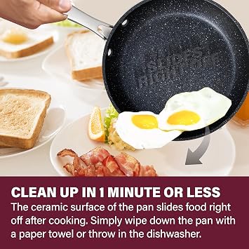 Granitestone 7197 Pro Hard Anodized Set | Skillet 8 Inch, 10 Inch and 12 Inch Cookware, 100 Percent PFOA Free, Oven, Metal Appliance Safe, Ultra Nonstick Frying Pans, Aluminum, Black