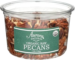 Aurora Organic Pecan Halves 7 oz - Raw Premium Nuts for Healthy Snacking & Baking