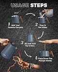POLIVIAR Machine à Café à Presse Française, Presse à Café de 34 oz avec Poignée en Bois Réel, Isolation à Double Paroi et Écran à Double Filtre, Acier Inoxydable de Qualité Alimentaire pour un Bon Café et Thé, JX2025-XFPU