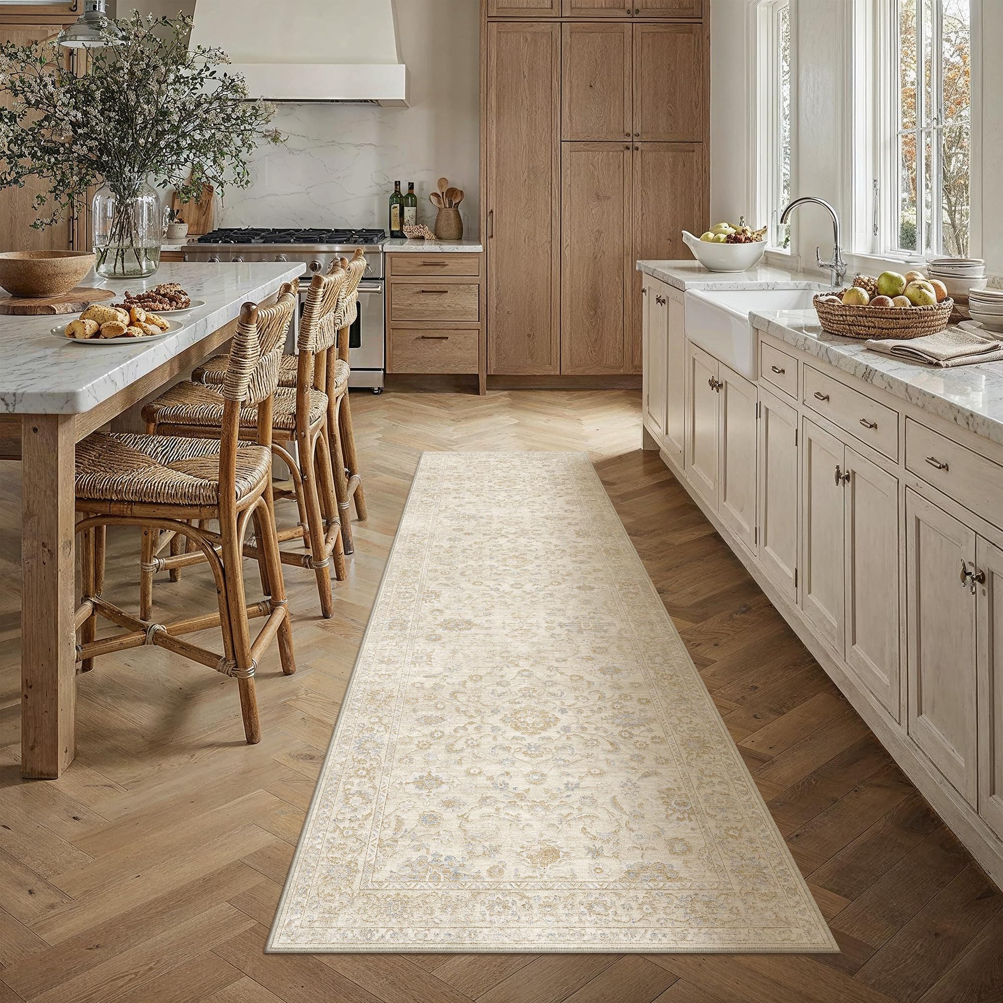 PureCozy Vintage Hallway Runner 60x240cm Beige Long Rug