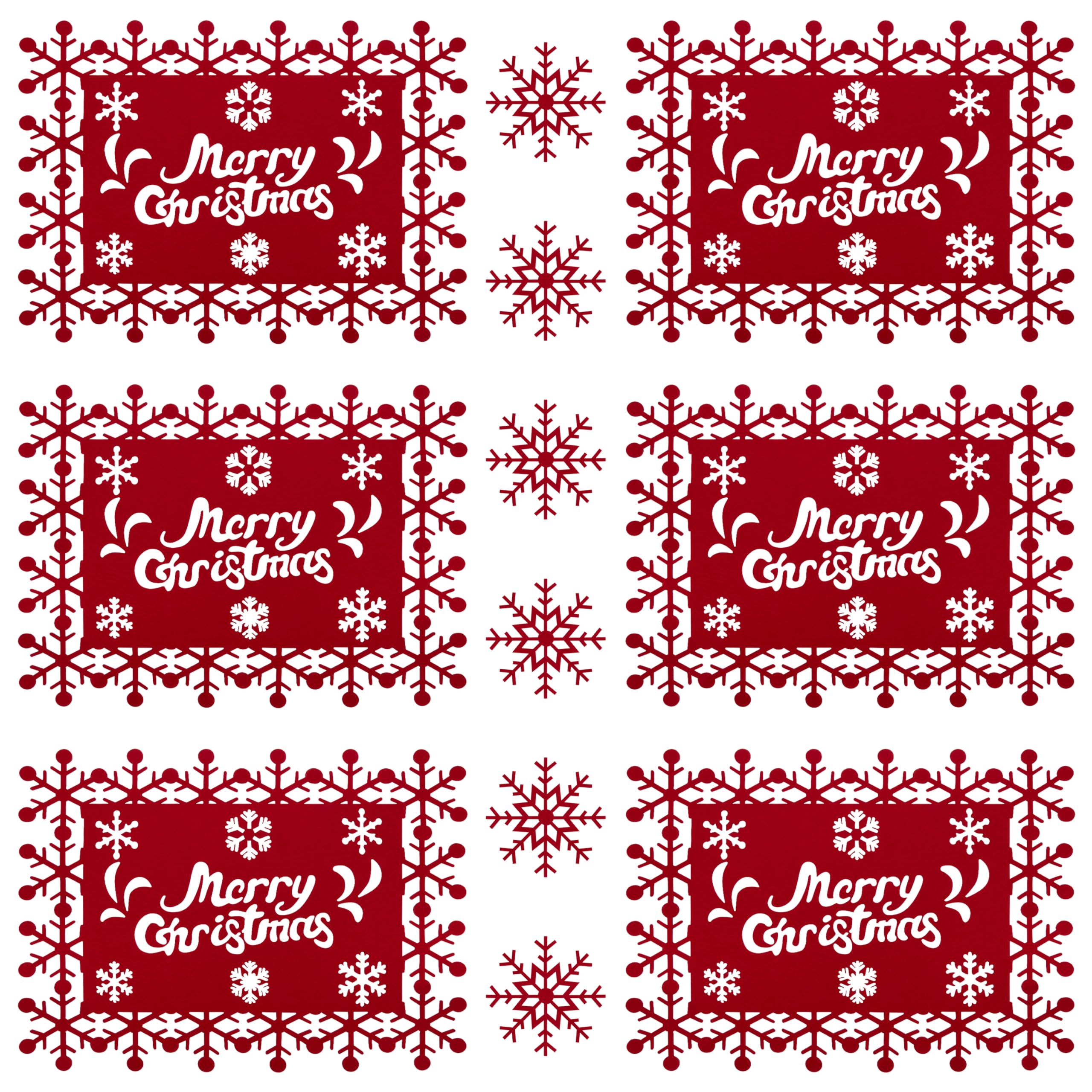 Juego de 12 Manteles Individuales y Posavasos Navideños 6 Manteles Individuales y 6 Posavasos Decoraciones de Navidad para Mesas de Navidad